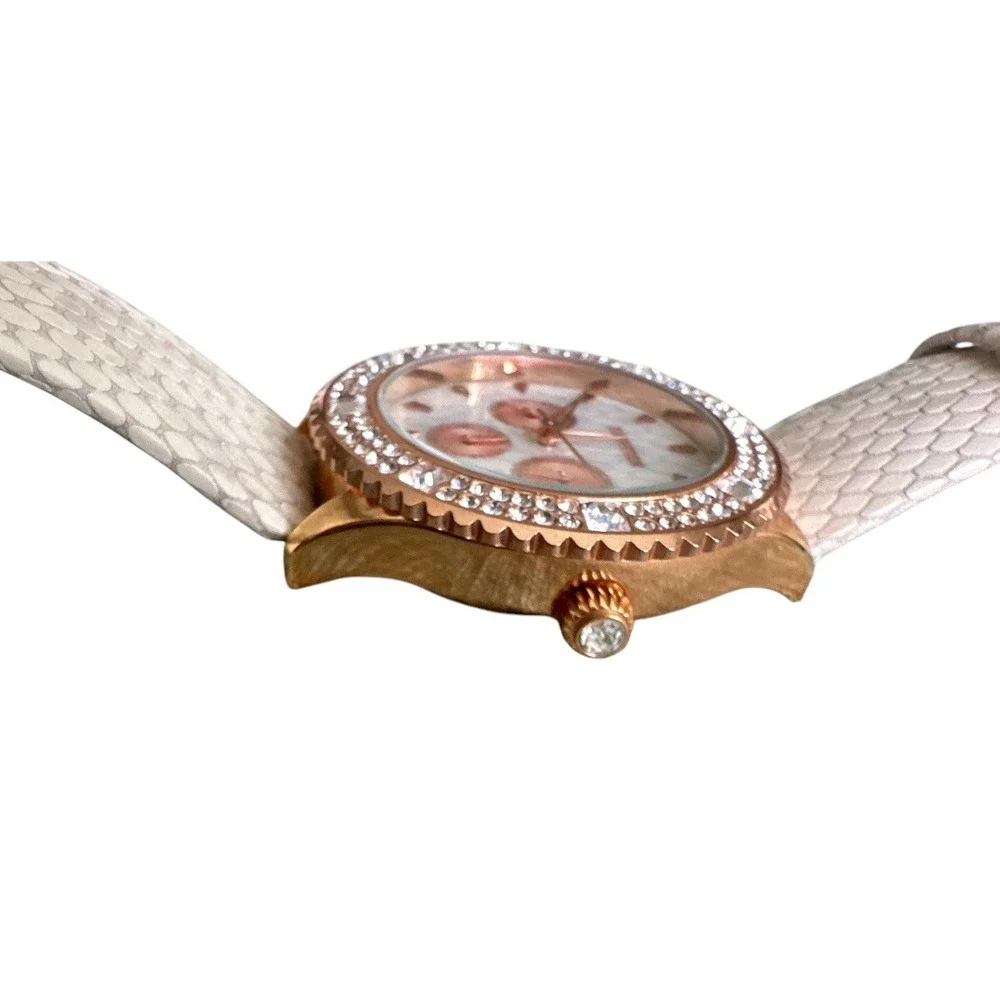 Express‎ FMDEX1430 Crystal Bezel Snakeskin Pattern Rose Gold Women's Chronograph